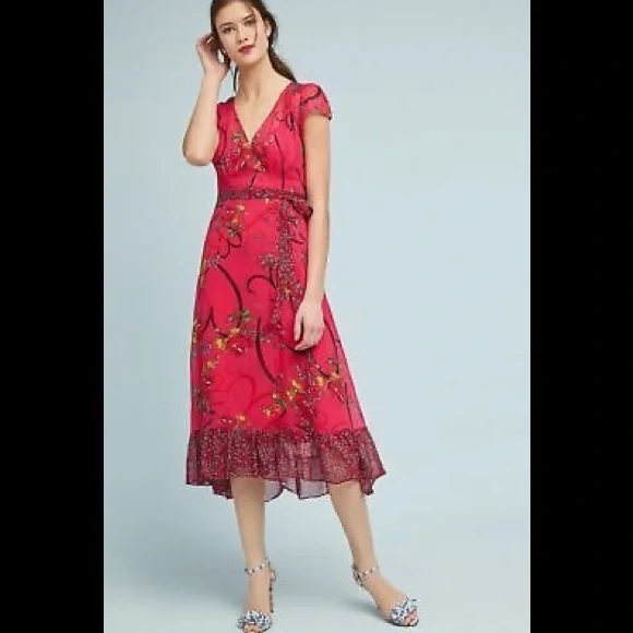 anthropologie pink heart dress Anthropology Heart Valentines Pink Dress